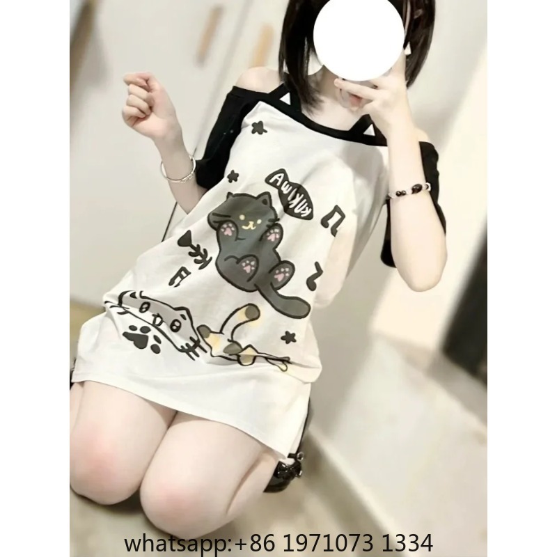 Tee Graphic Print - Japanese Patchwork Women Off Shoulder Graphic