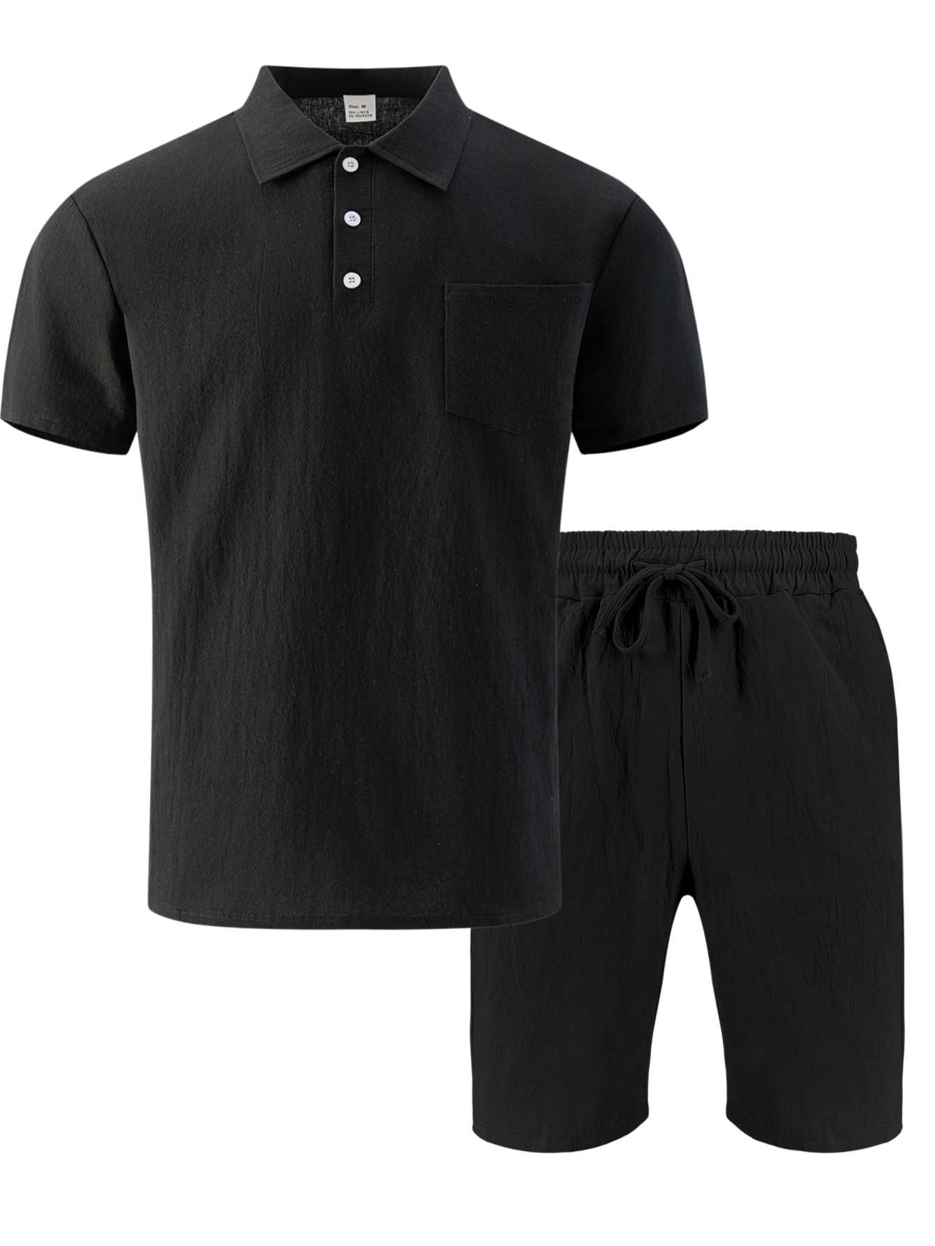 Men's Textured Linen Polo Shor - đánh giá và giá Short Linen Drawstring